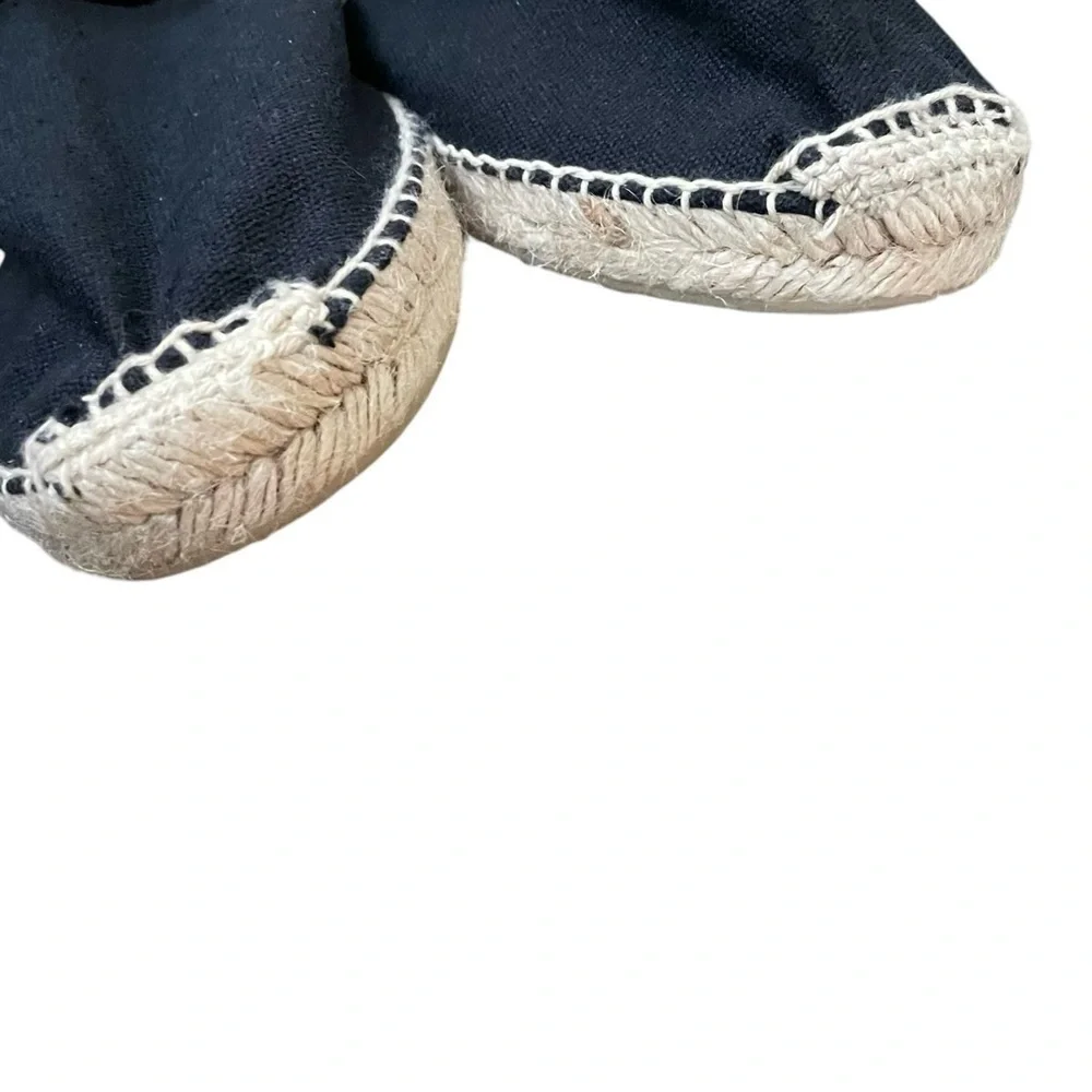 TONI PONS Black Canvas Flat Slip-On Espadrilles Sandals Shoes Black Tan 41